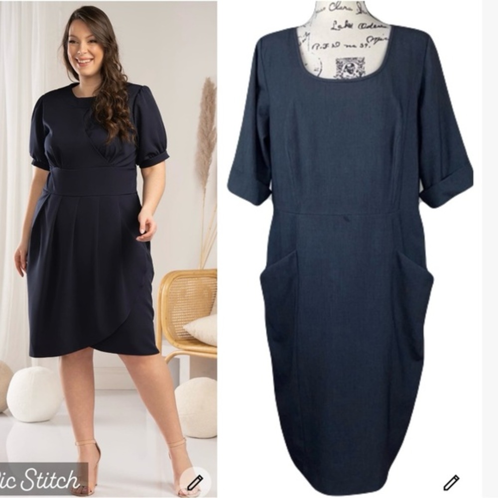 Calvin Klein Black Work Dress with Front Pockets – Classic & Functional